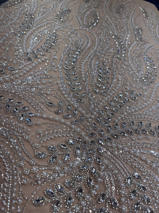 Rhinestone beaded lace full design