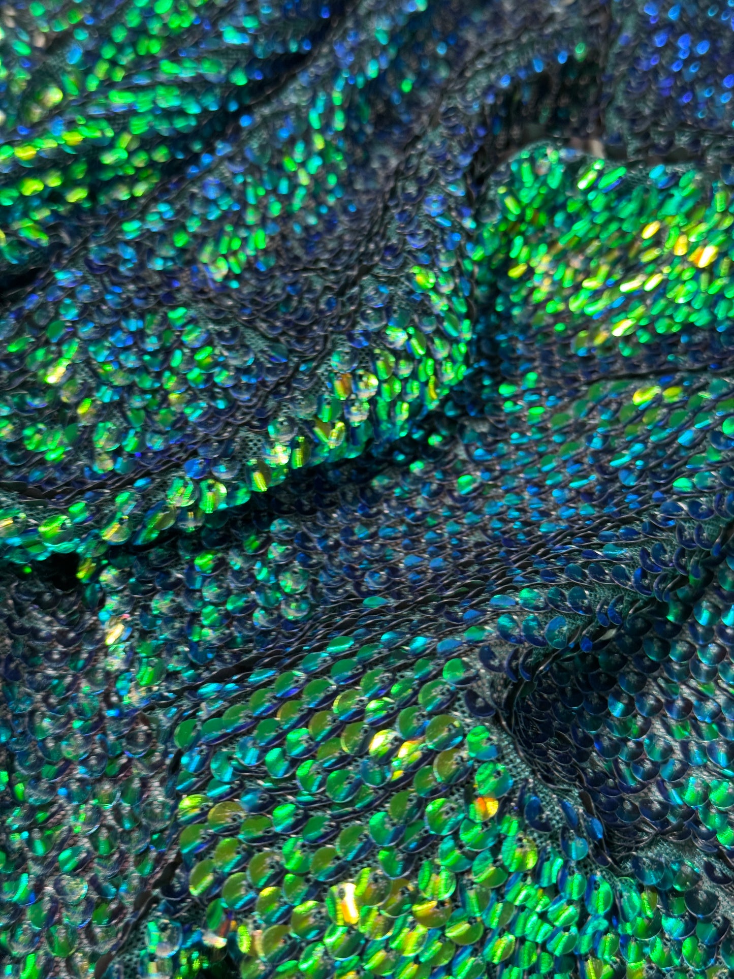 Color Shift Sequins on Stretch Mesh