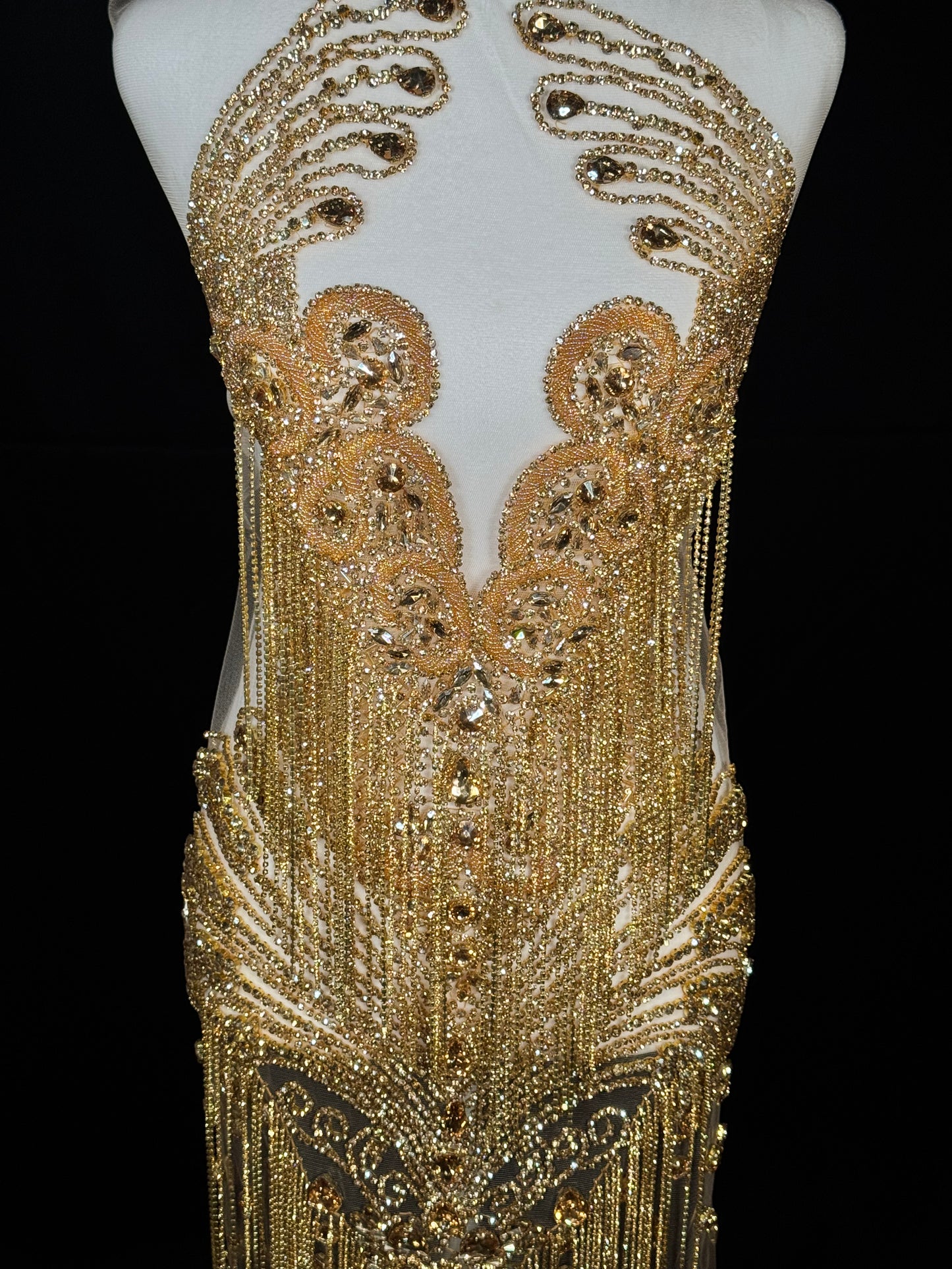 Rhinestone fringe Bodice