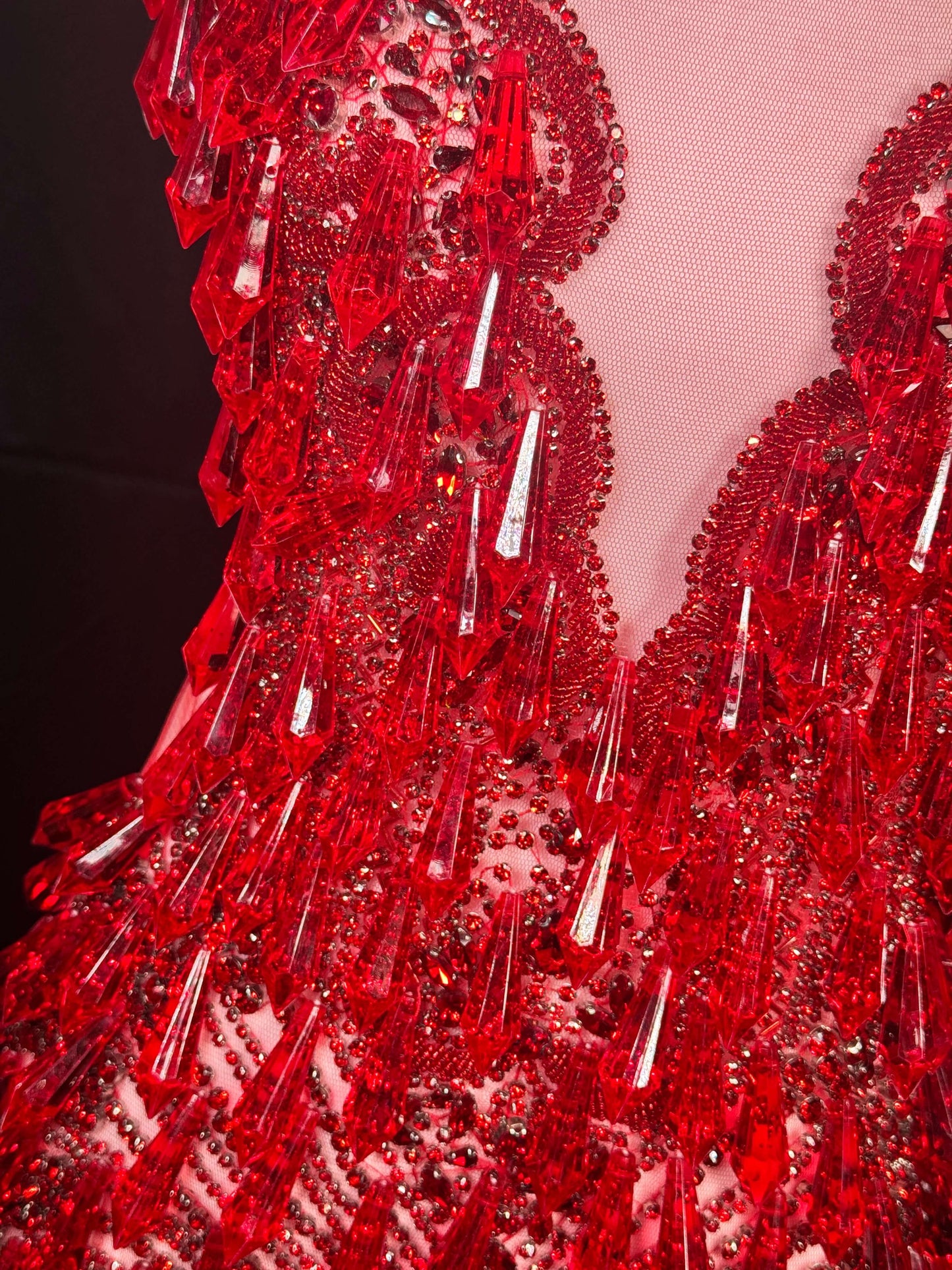 Rhinestone bodice 245-1 with dangling crystals