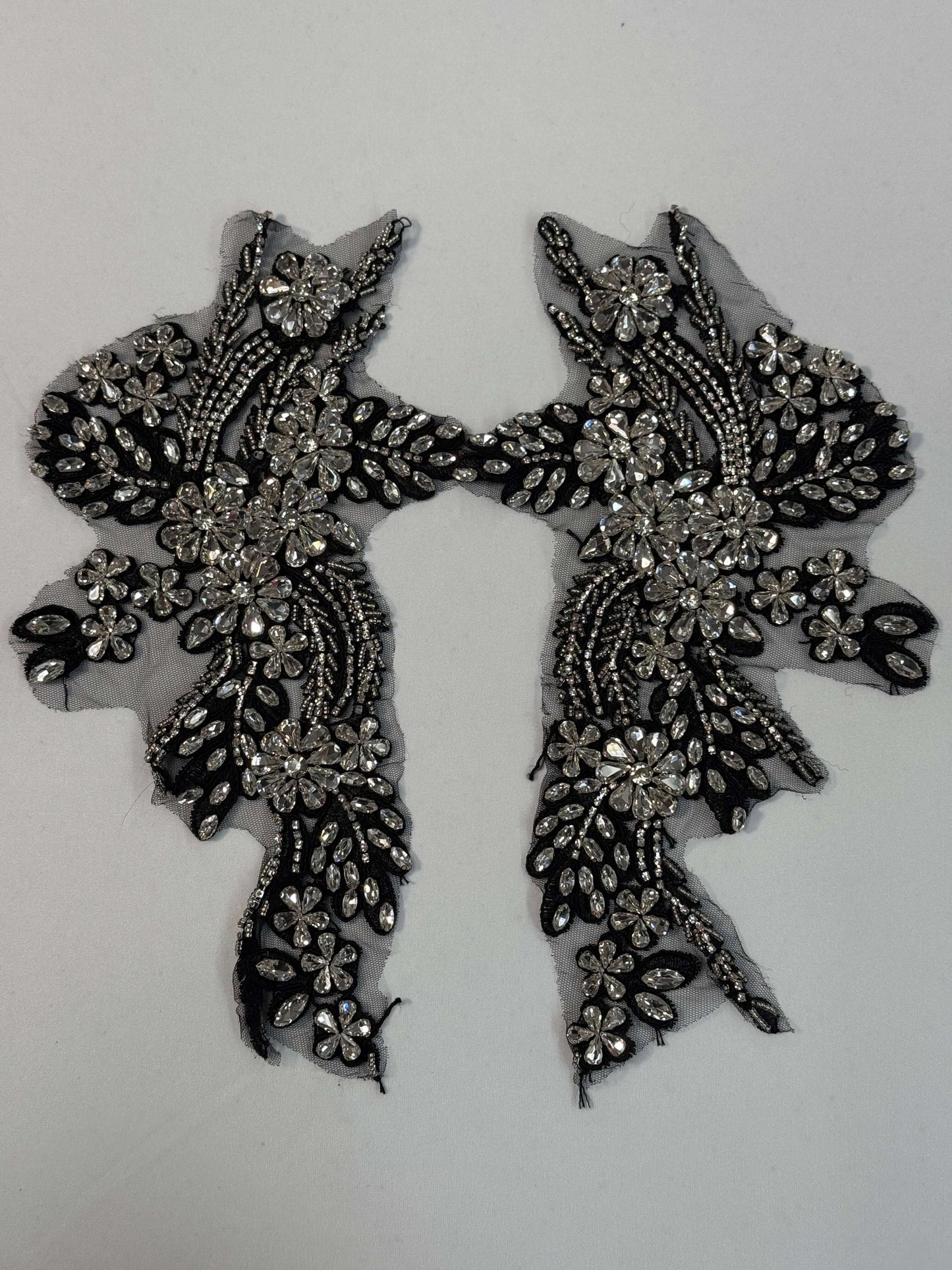 Flower Rhinestone Applique Pair