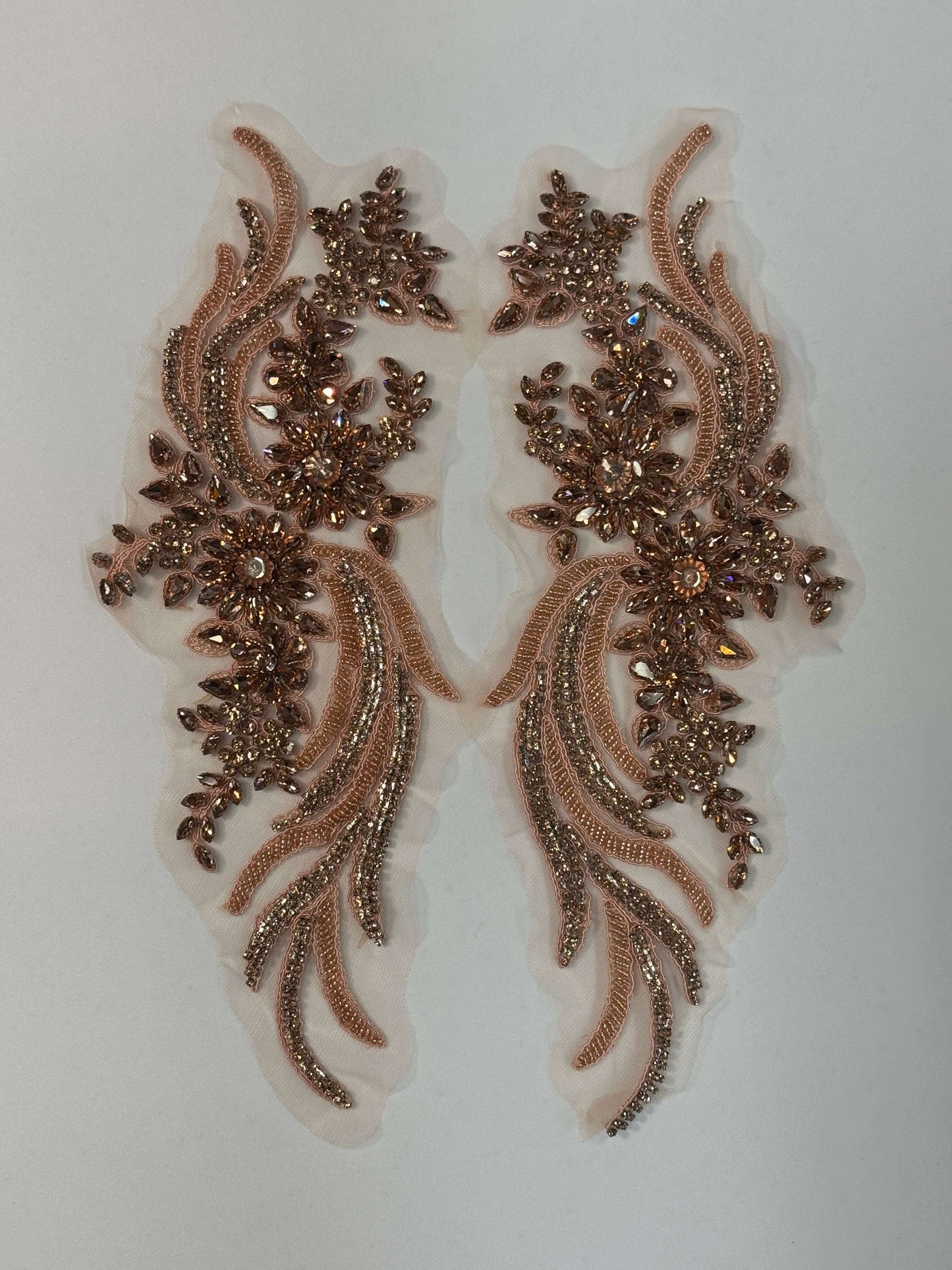 long rhinestone applique pairs