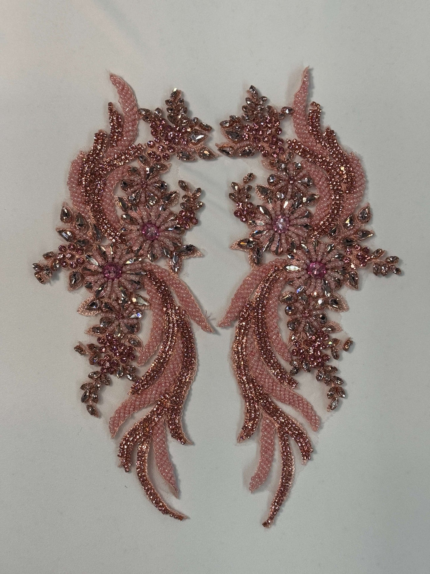 long rhinestone applique pairs