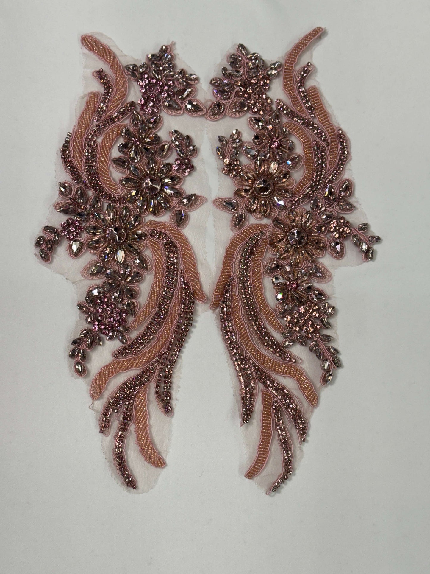 long rhinestone applique pairs