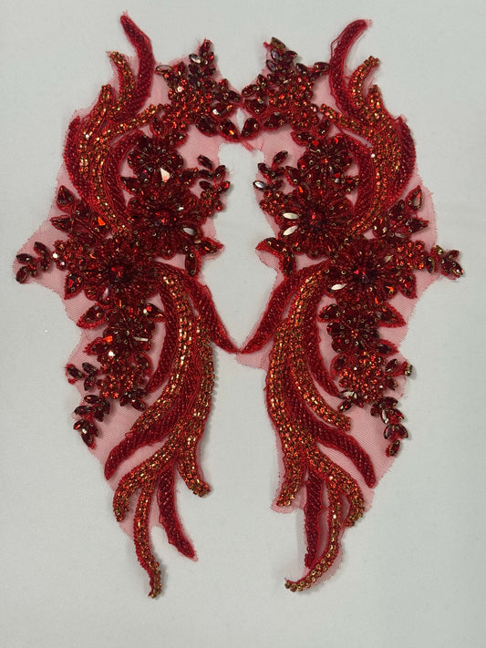 long rhinestone applique pairs