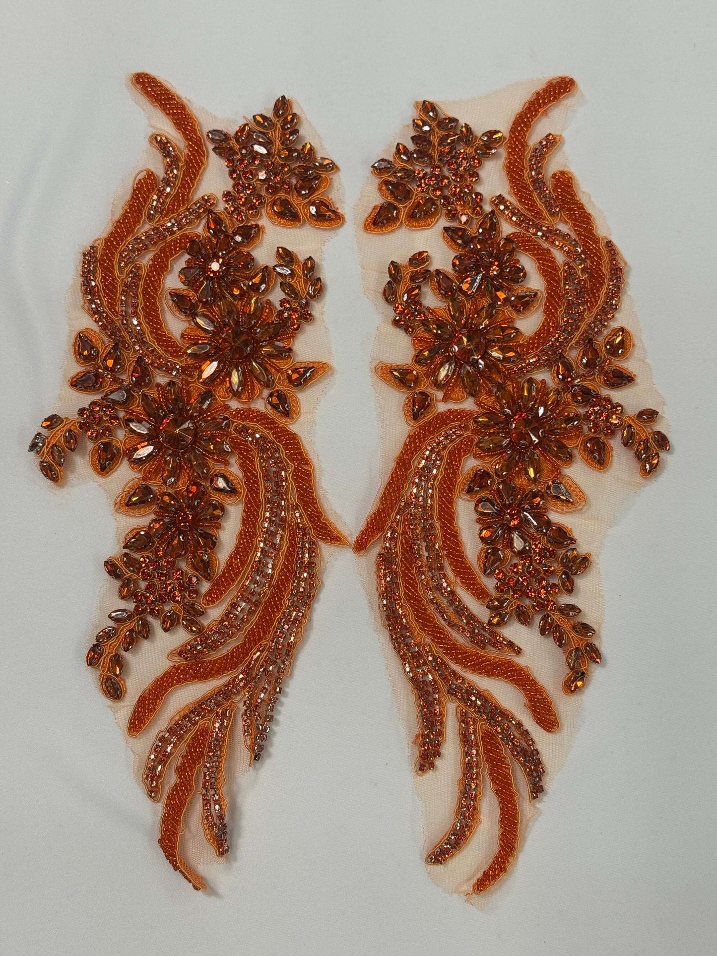 long rhinestone applique pairs