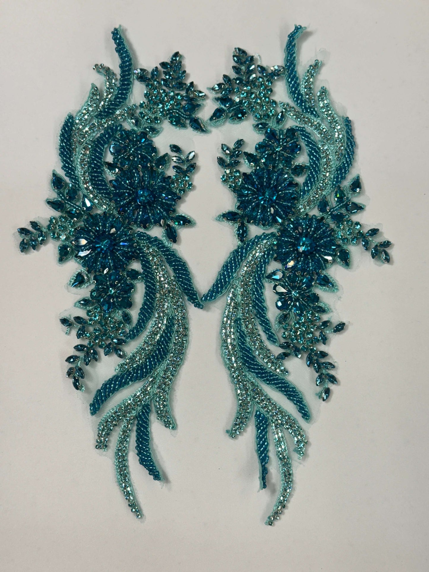 long rhinestone applique pairs