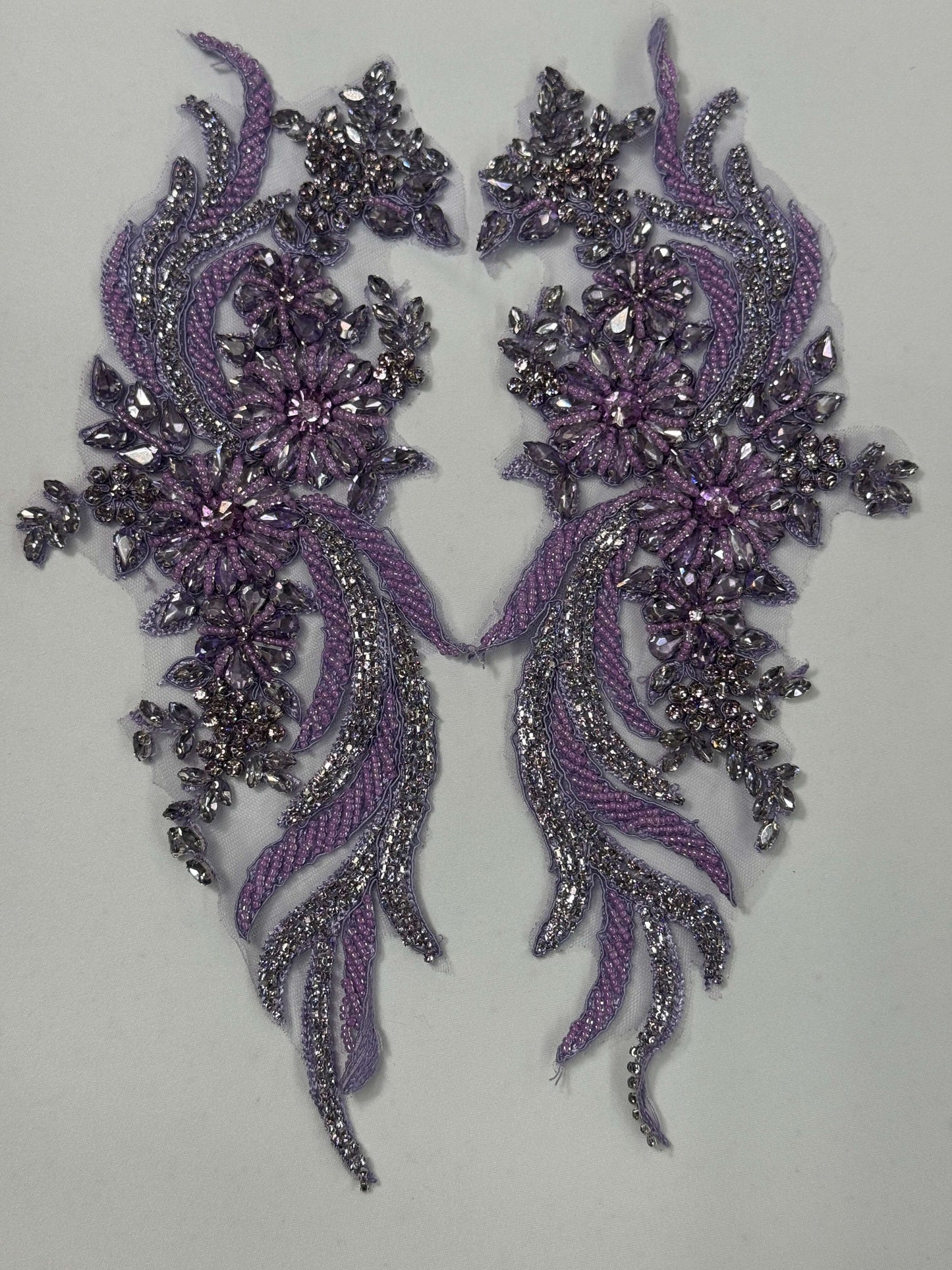 long rhinestone applique pairs