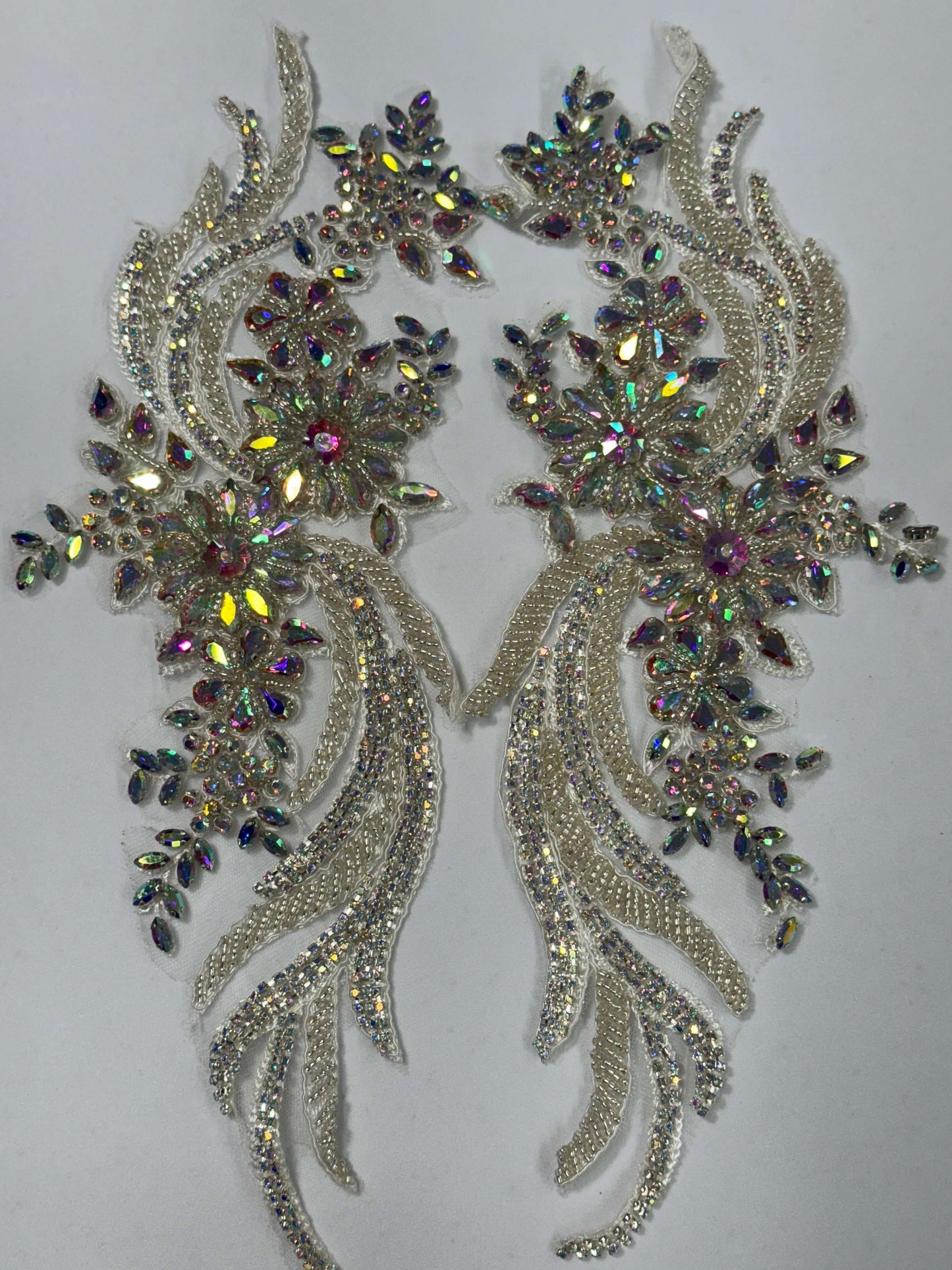 long rhinestone applique pairs