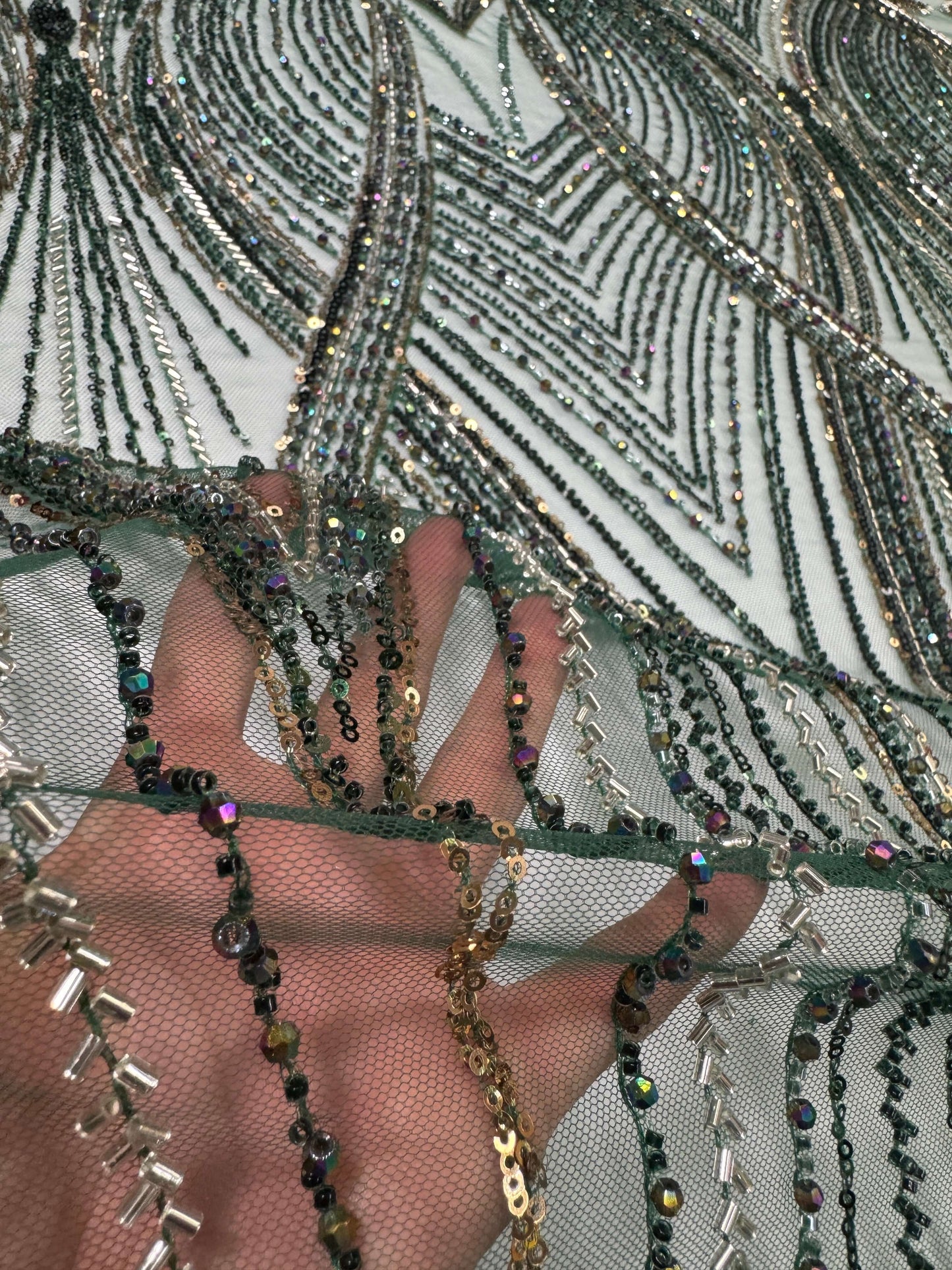 Swirl Elegant Beaded Lace