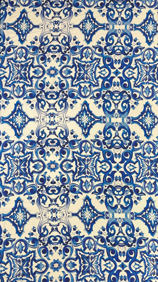 Vintage Blue and White Porcelain Rayon