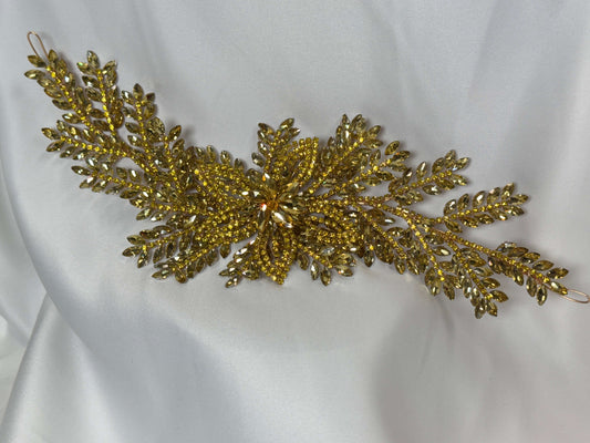 Long flower 3d rhinestone applique