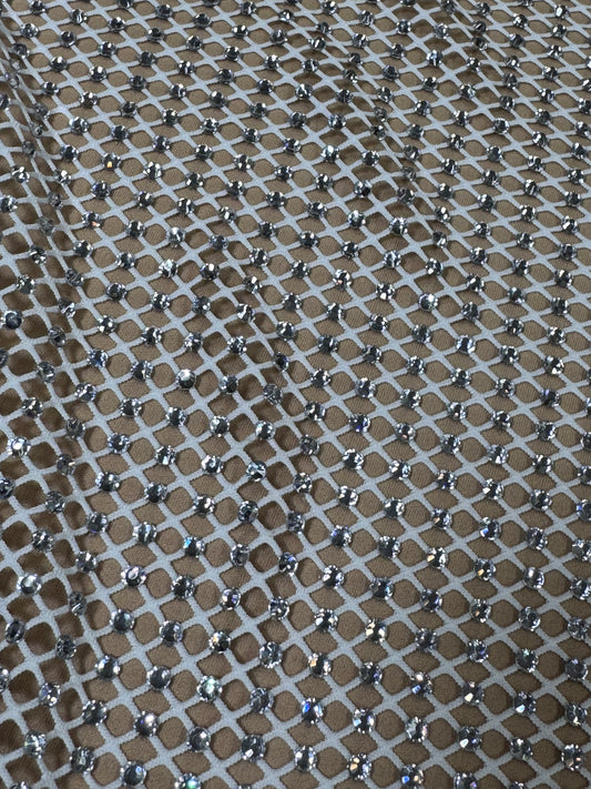 Rhinestone stretch mesh