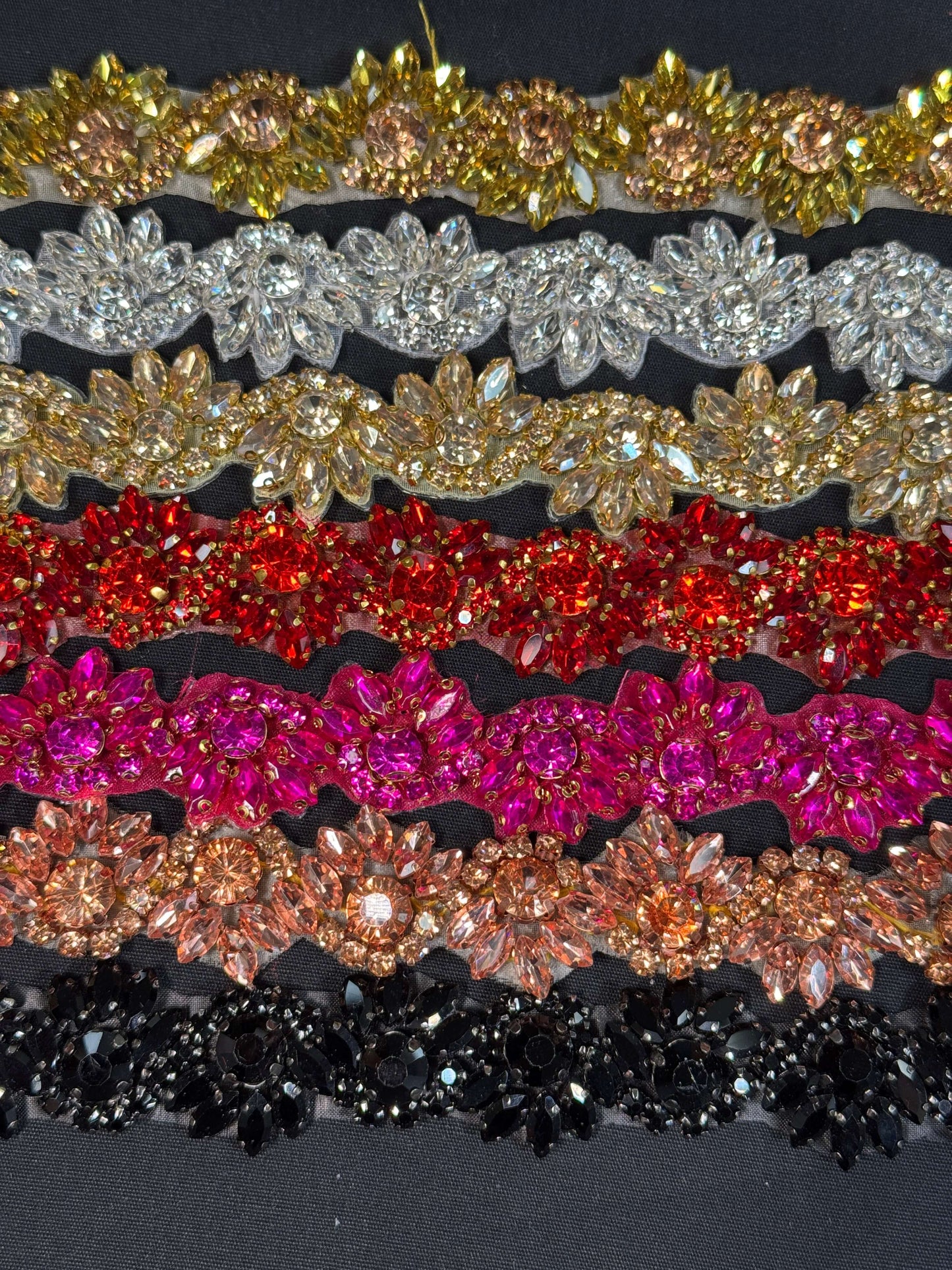 Rhinestone Half Flower Trim