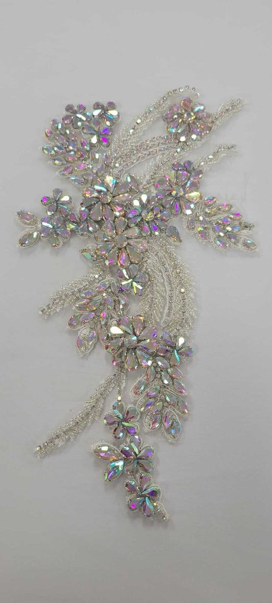 Flower Rhinestone Applique Pair