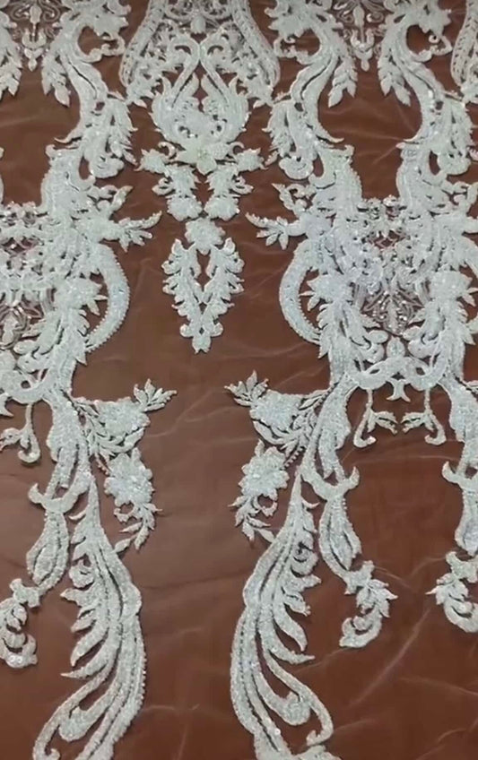 3d white beaded lace