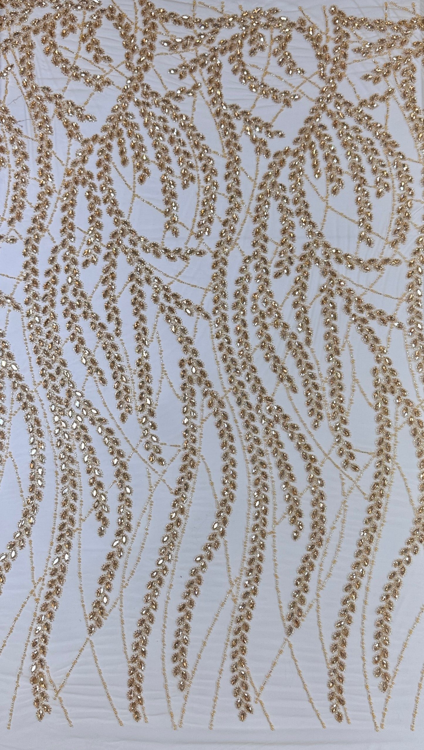 Rhinestone beaded lace wave design