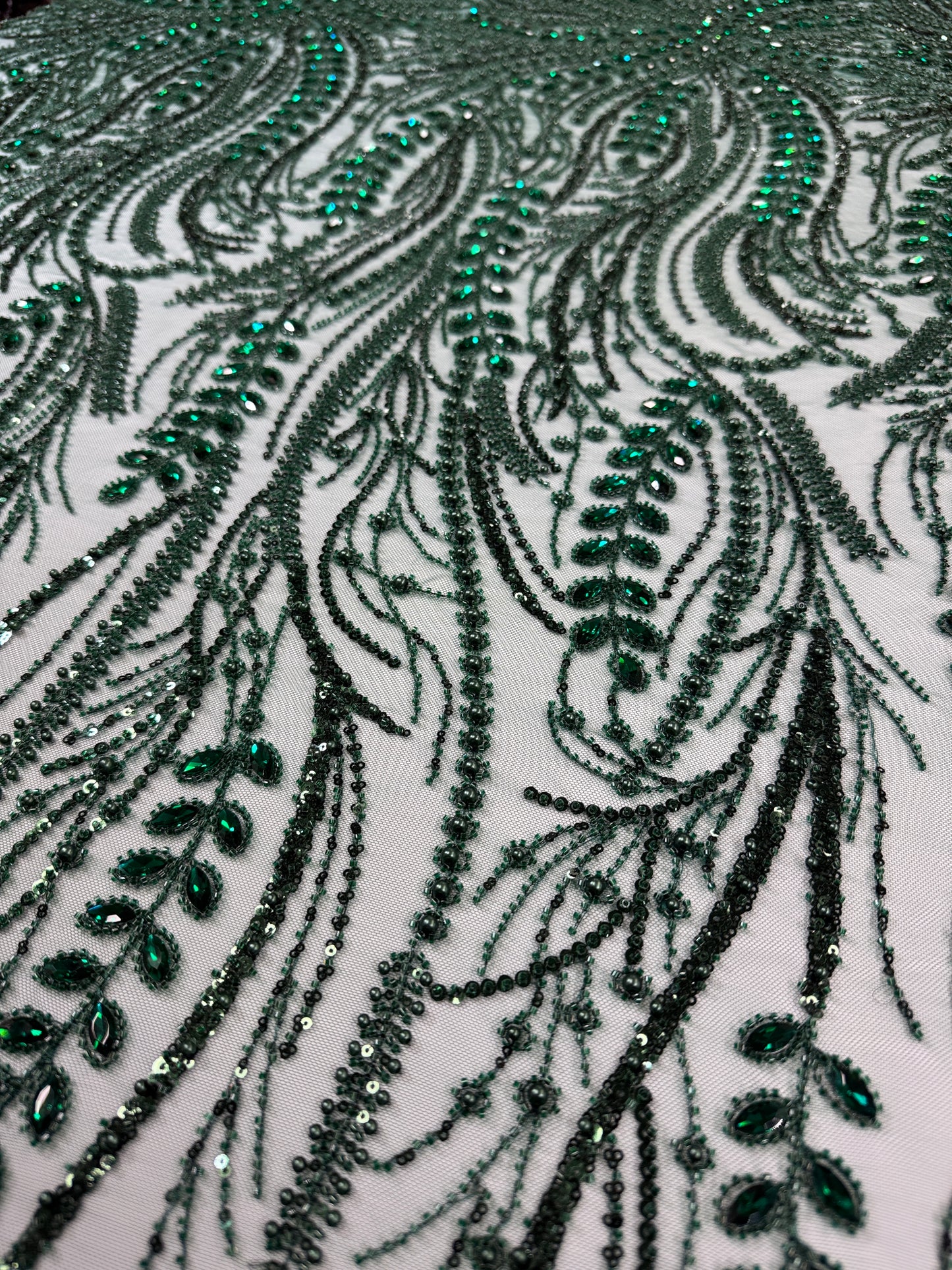 Rhinestone beaded lace full design