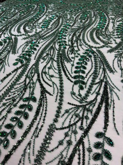 Rhinestone beaded lace full design