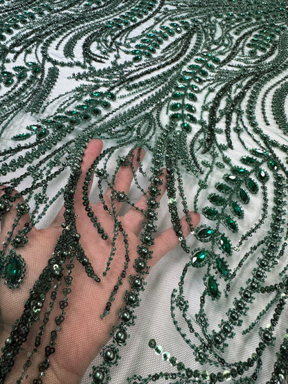 Rhinestone beaded lace full design