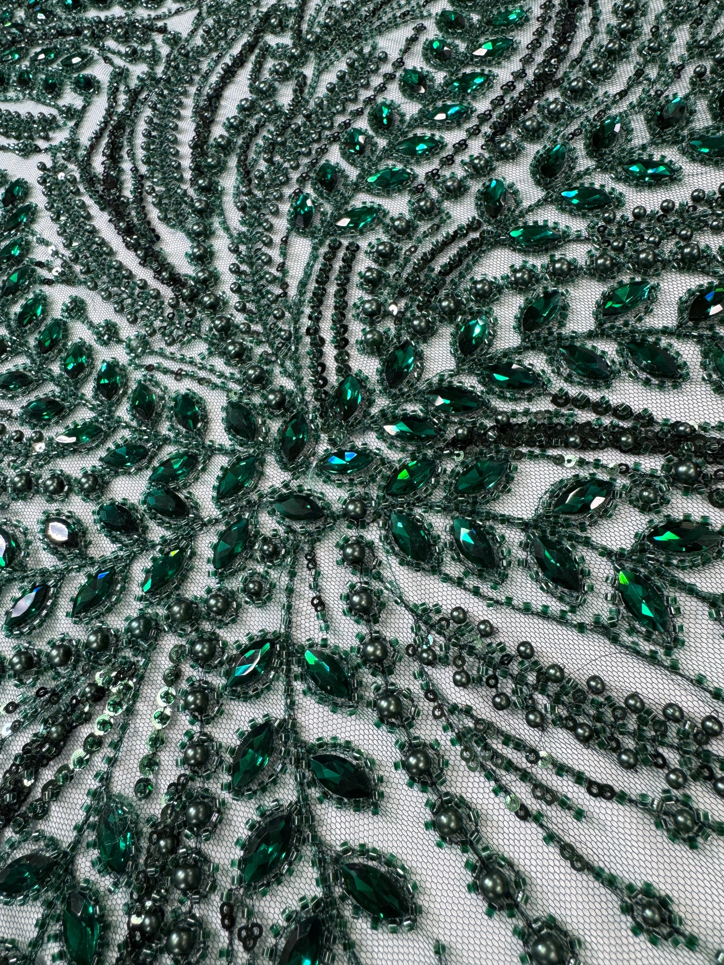 Rhinestone beaded lace full design