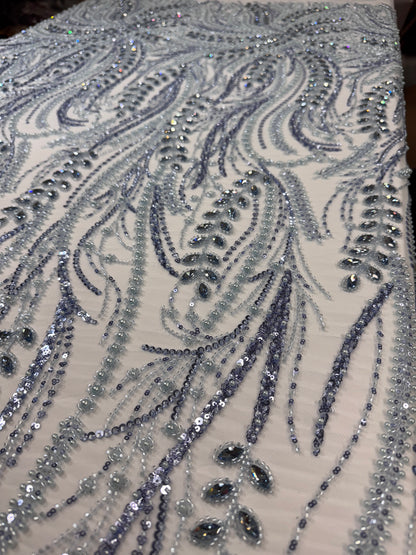 Rhinestone beaded lace full design