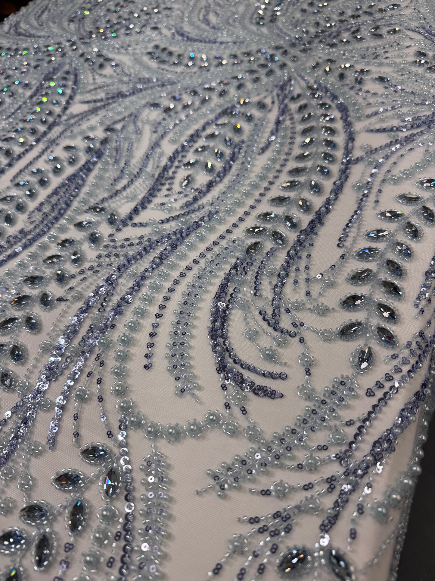 Rhinestone beaded lace full design