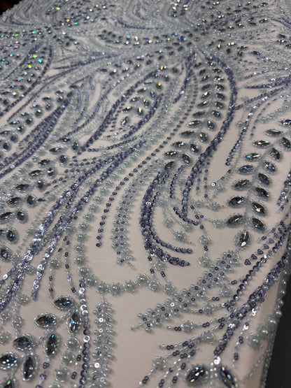 Rhinestone beaded lace full design