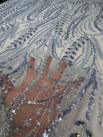 Rhinestone beaded lace full design