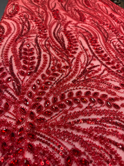 Rhinestone beaded lace full design