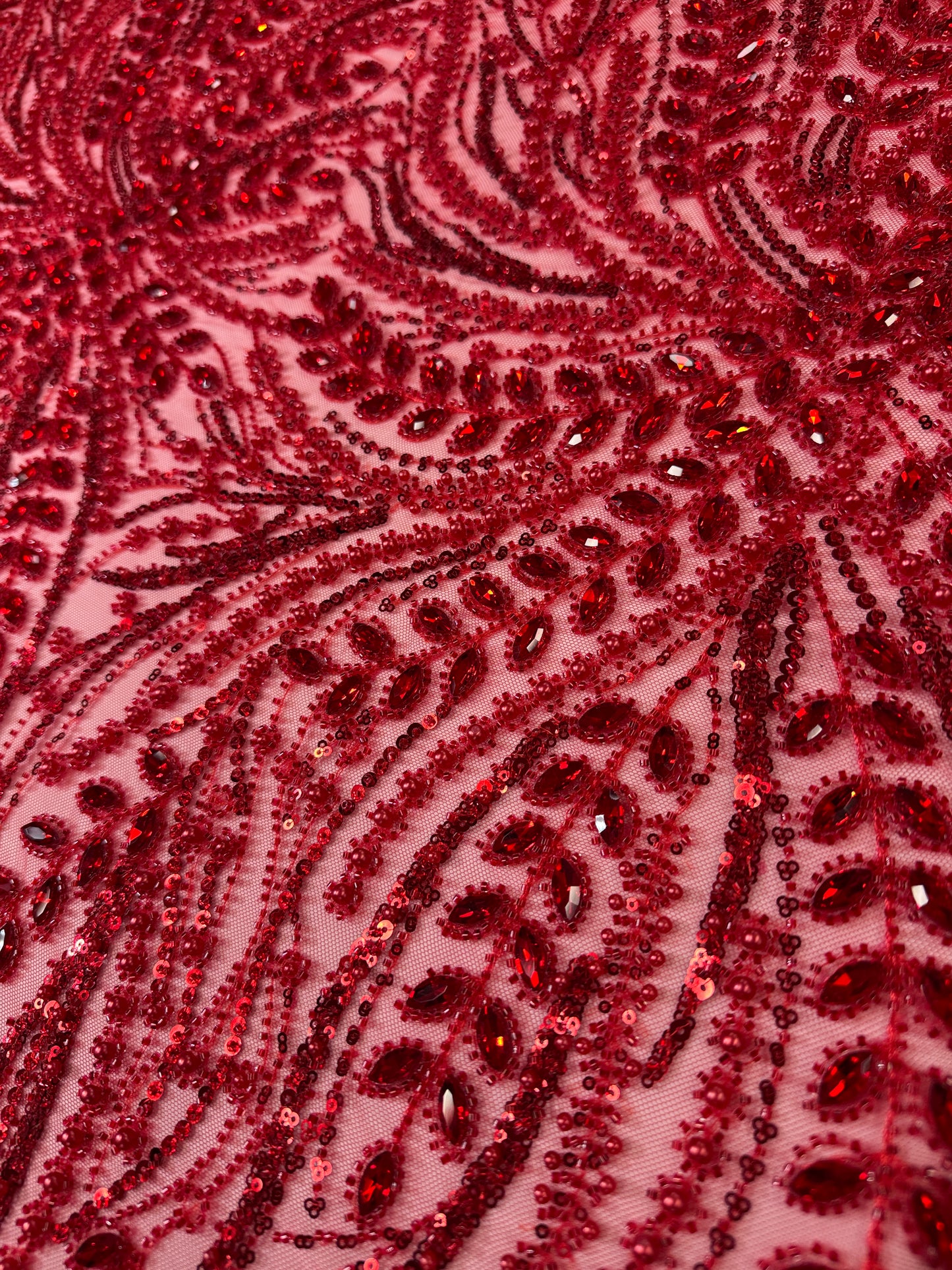 Rhinestone beaded lace full design