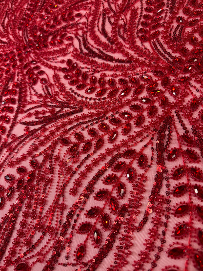 Rhinestone beaded lace full design