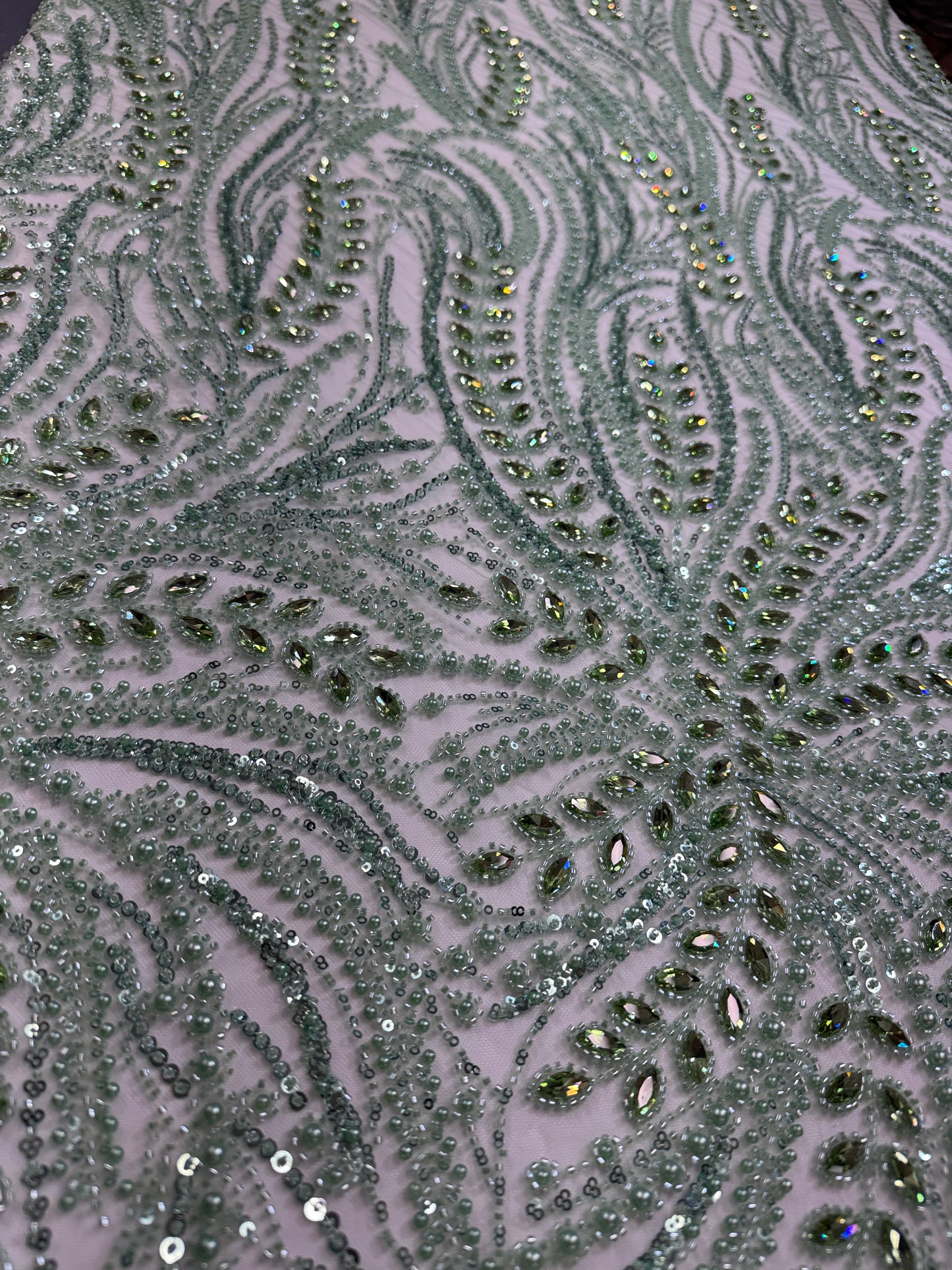 Rhinestone beaded lace full design