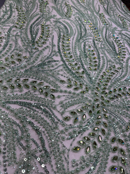 Rhinestone beaded lace full design