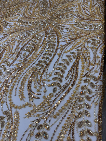 Rhinestone beaded lace full design