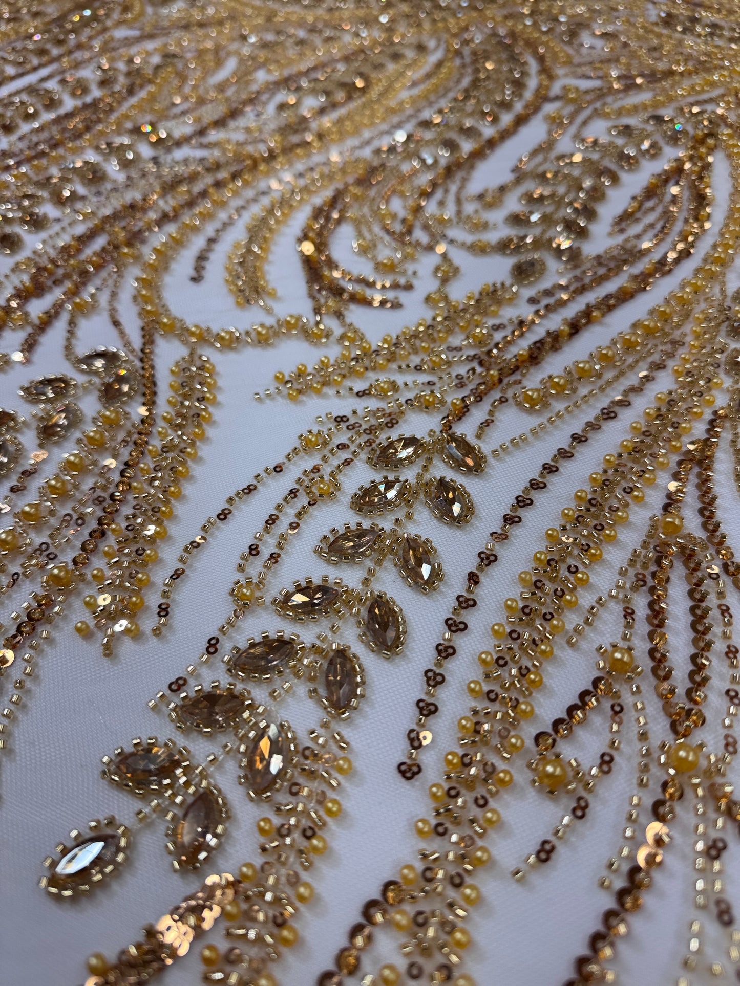 Rhinestone beaded lace full design