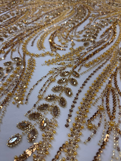 Rhinestone beaded lace full design