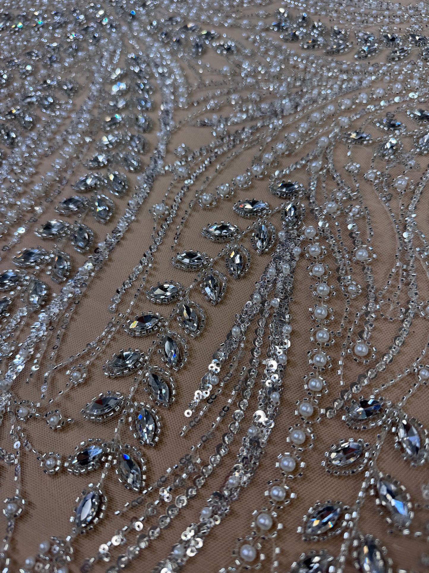 Rhinestone beaded lace full design