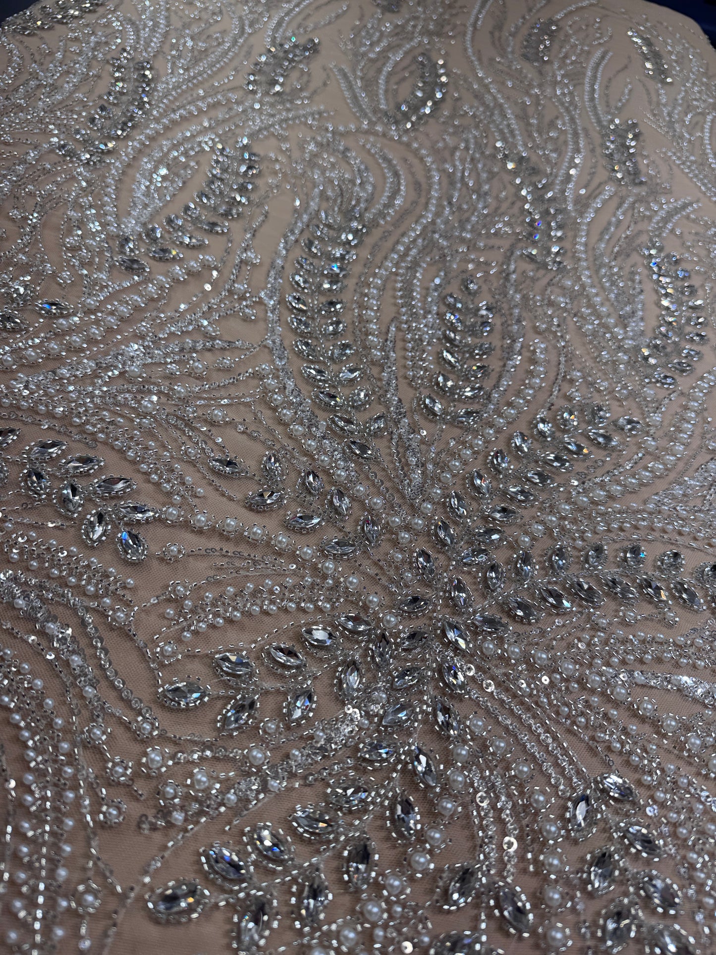 Rhinestone beaded lace full design