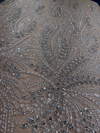 Rhinestone beaded lace full design
