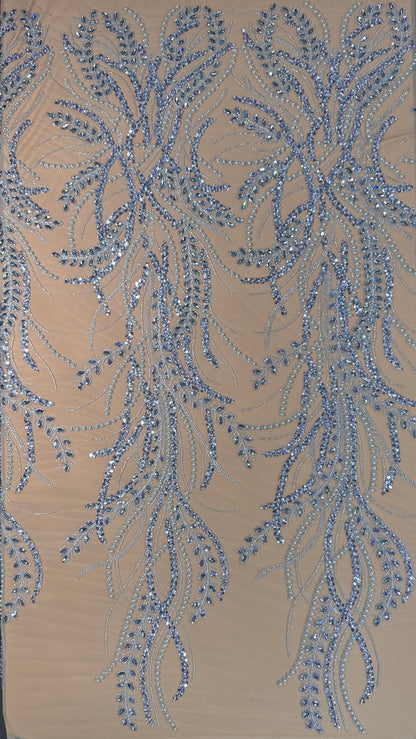 Rhinestone beaded lace elegant design