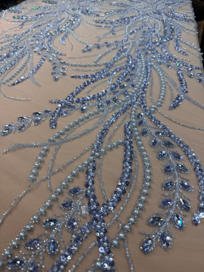 Rhinestone beaded lace elegant design