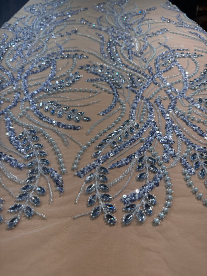 Rhinestone beaded lace elegant design