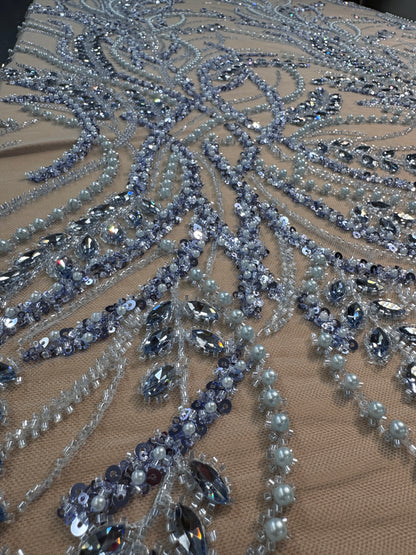 Rhinestone beaded lace elegant design