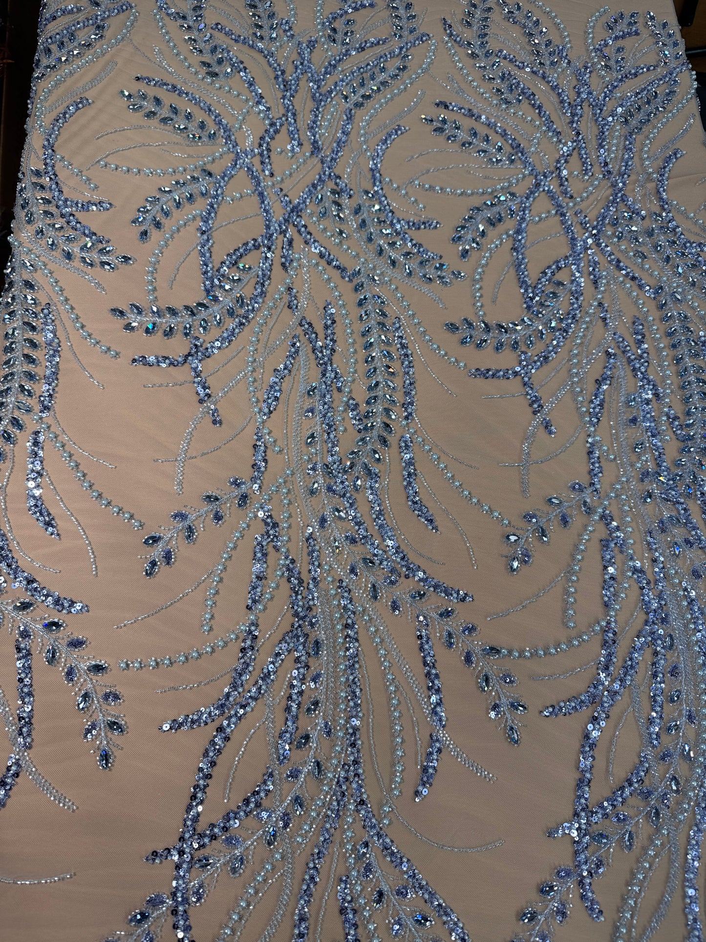 Rhinestone beaded lace elegant design