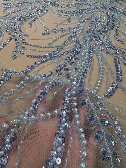 Rhinestone beaded lace elegant design