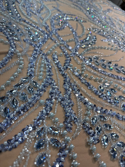 Rhinestone beaded lace elegant design