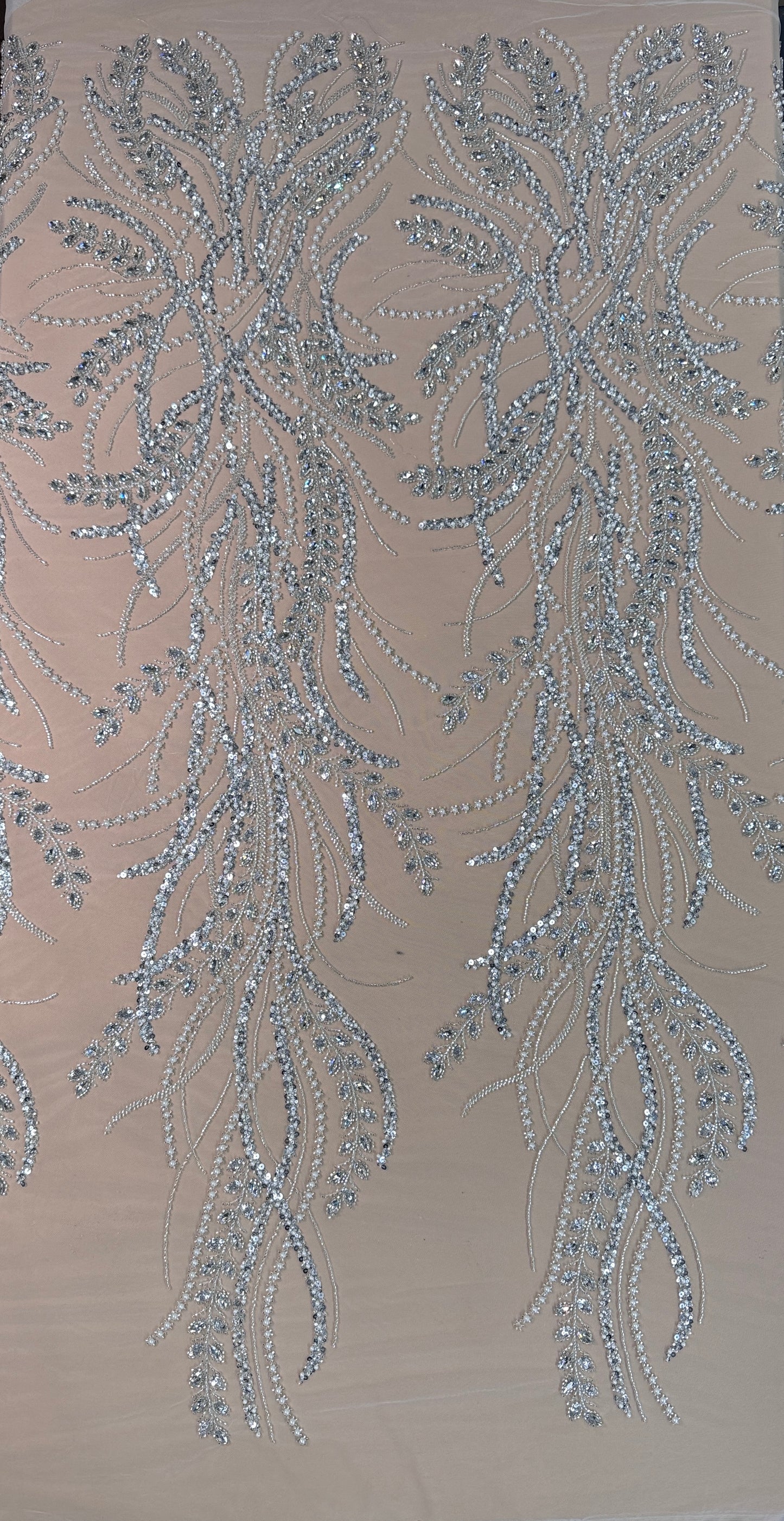 Rhinestone beaded lace elegant design