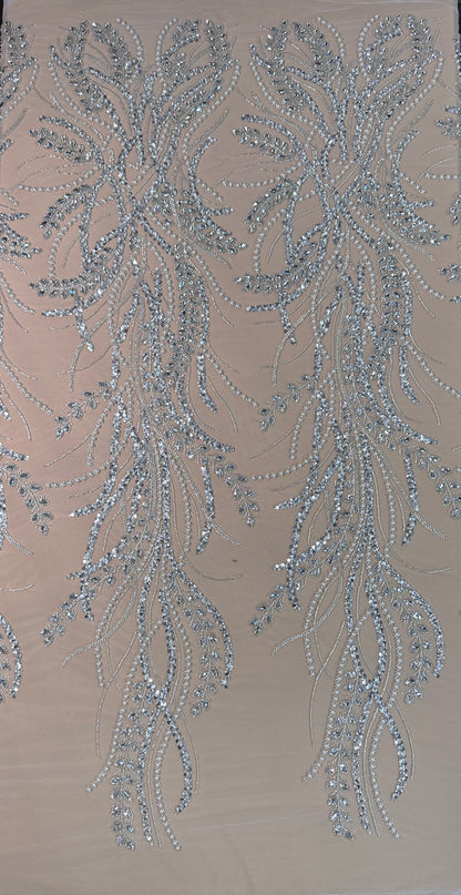 Rhinestone beaded lace elegant design