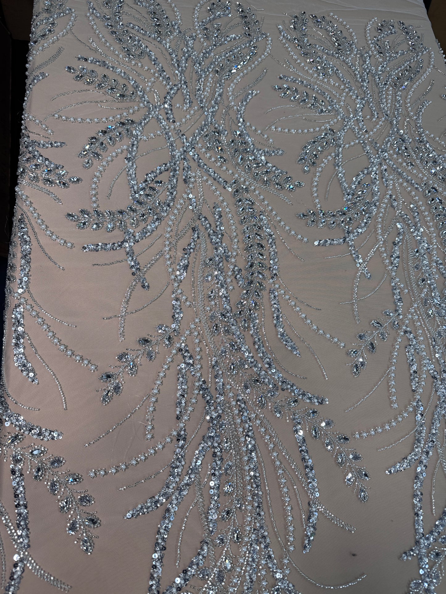 Rhinestone beaded lace elegant design